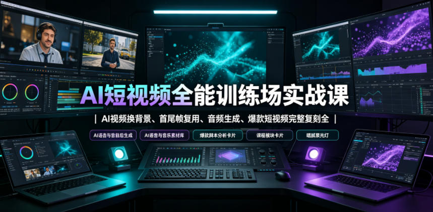 AI短视频全能训练场实战课|AI视频换背景、首尾帧复用、音频生成、爆款短视频完整复刻全套实操教学-老吴出海笔记