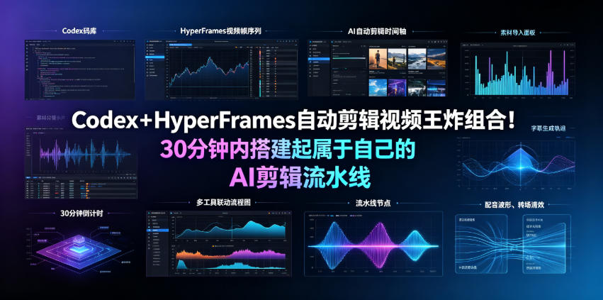 Codex+HyperFrames自动剪辑视频王炸组合!30分钟内搭建起属于自己的AI剪辑流水线(完整版实操教程手册)-老吴出海笔记
