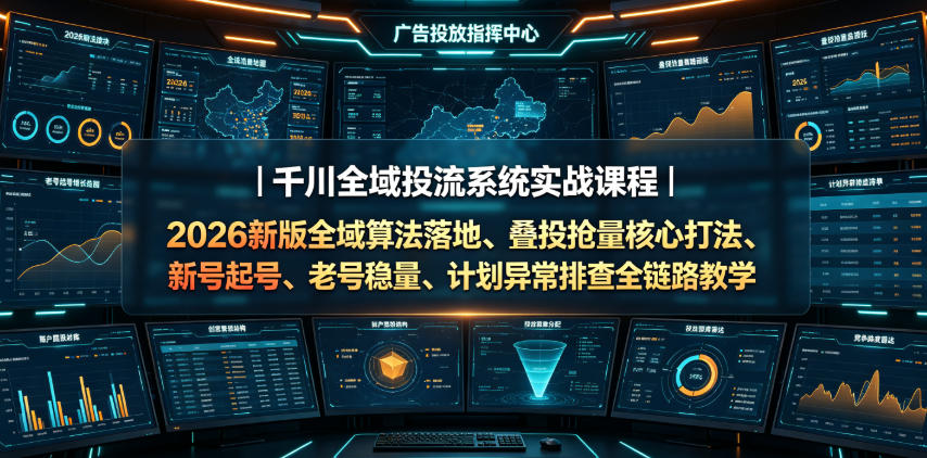 千川全域投流系统实战课程|2026新版全域算法落地、叠投抢量核心打法、新号起号、老号稳量、计划异常排查全链路教学-老吴出海笔记