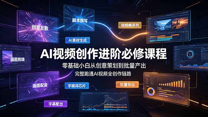 AI视频创作进阶必修课程:零基础小白从创意策划到批量产出,完整跑通AI视频全创作链路-老吴出海笔记