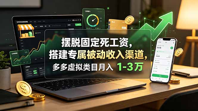 摆脱固定死工资,搭建专属被动收入渠道,多多虚拟类目月入 1-3 万-老吴出海笔记
