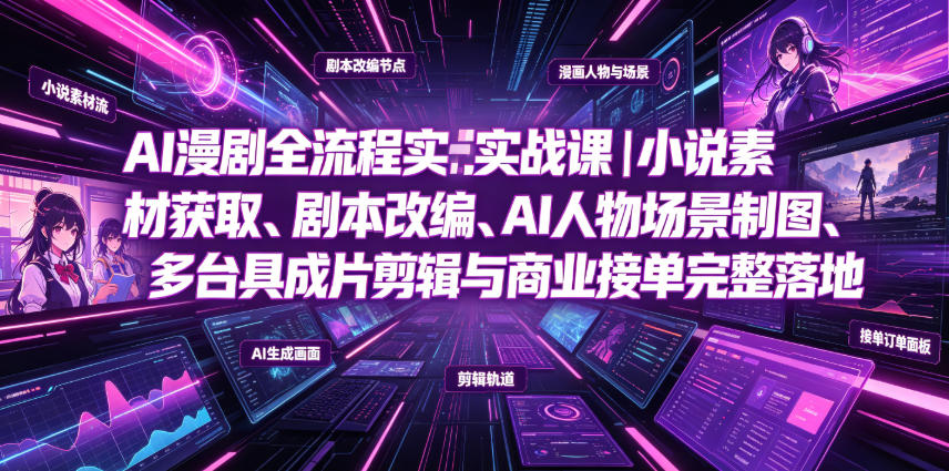 AI漫剧全流程实战课｜小说素材获取、剧本改编、AI人物场景制图、多工具成片剪辑、平台付费变现与商业接单完整落地-老吴出海笔记