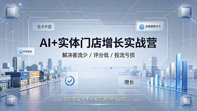 AI+实体门店增长实战营,解决客流少/评分低/投流亏损;矩阵霸屏+本地推打通同城增收路径-老吴出海笔记