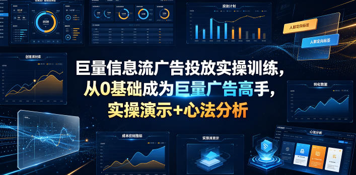 巨量信息流广告投放实操训练,从0基础成为巨量广告高手,实操演示+心法分析-老吴出海笔记