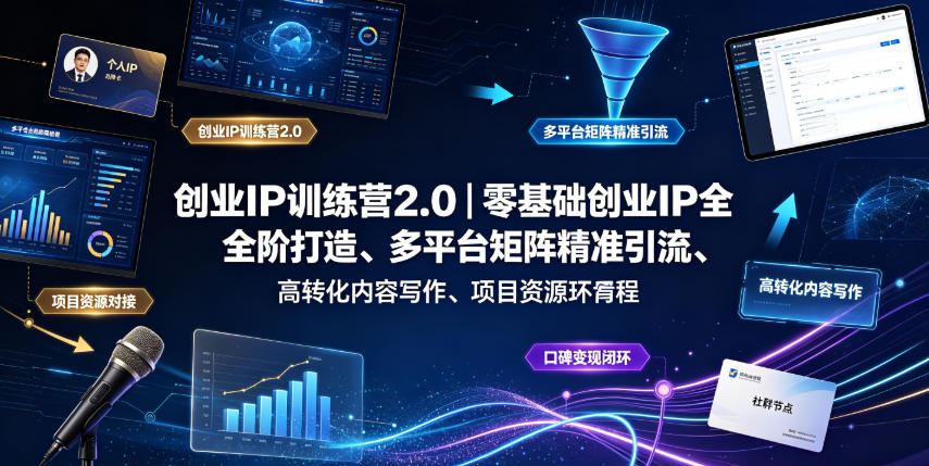 创业IP训练营2.0|零基础创业IP全阶打造、多平台矩阵精准引流、高转化内容写作、项目资源对接与口碑变现闭环课程-老吴出海笔记