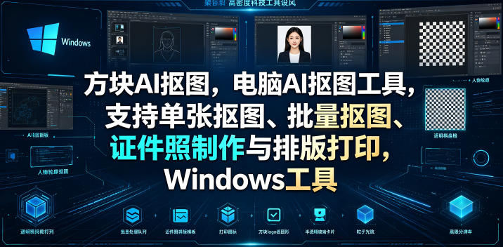 方块AI抠图,电脑AI抠图工具,支持单张抠图、批量抠图、证件照制作与排版打印,Windows工具-老吴出海笔记
