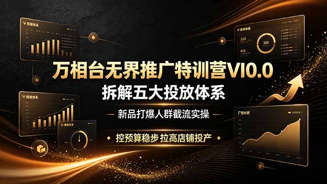 万相台无界推广特训营VI0.0,拆解五大投放体系,新品打爆人群截流实操,控预算稳步拉高店铺投产-老吴出海笔记