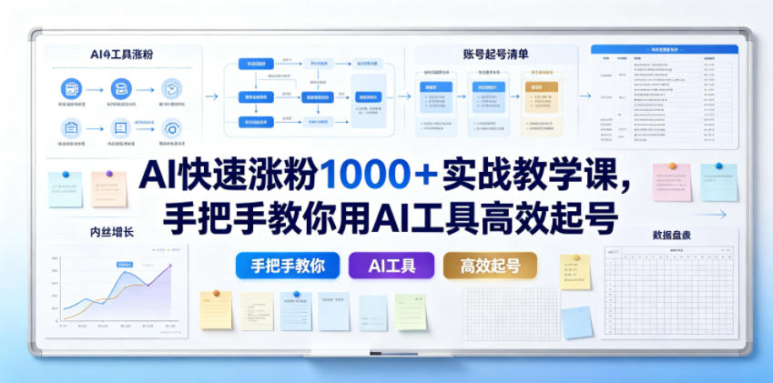 AI快速涨粉1000+实战教学课,手把手教你用AI工具高效起号-老吴出海笔记