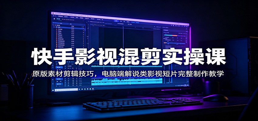 快手影视混剪实操课:原版素材剪辑技巧,电脑端解说类影视短片完整制作教学-老吴出海笔记