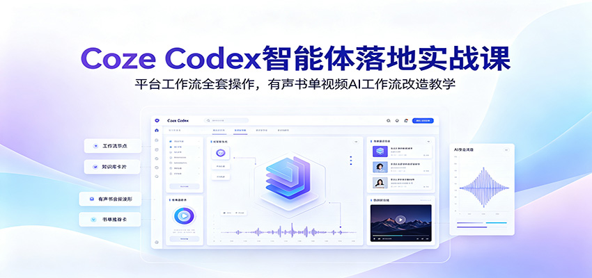 Coze Codex智能体落地实战课:平台工作流全套操作,有声书单视频AI工作流改造教学-老吴出海笔记