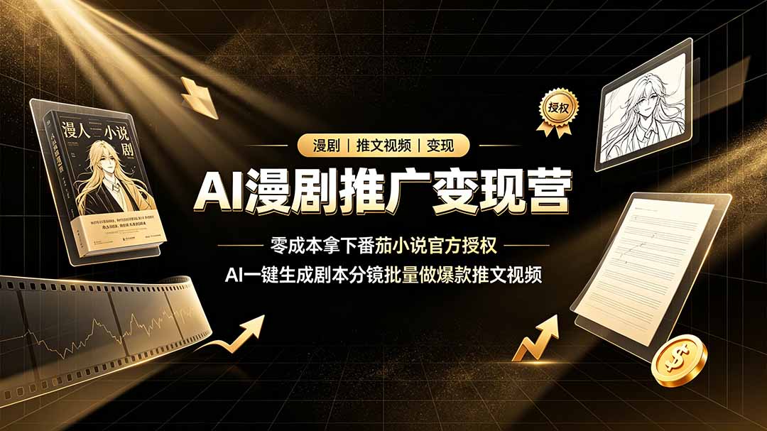 AI漫剧推广变现营,零成本拿下番茄小说官方授权,AI一键生成剧本分镜批量做爆款推文视频-老吴出海笔记