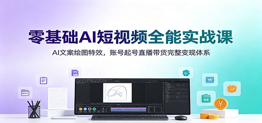 零基础AI短视频全能实战课：AI文案绘图特效，账号起号直播带货完整变现体系-老吴出海笔记