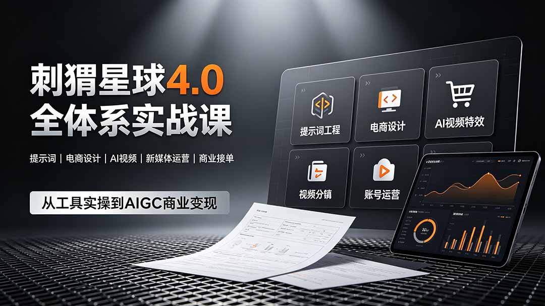 刺猬星球4.0全体系实战课,覆盖提示词工程、电商设计、AI视频特效与新媒体运营,一站式掌握AIGC商业核心技能-老吴出海笔记