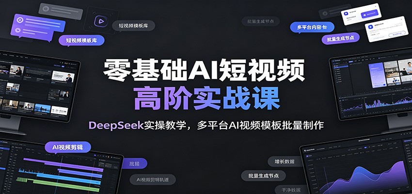 零基础AI短视频高阶实战课：DeepSeek实操教学，多平台AI视频模板批量制作-老吴出海笔记