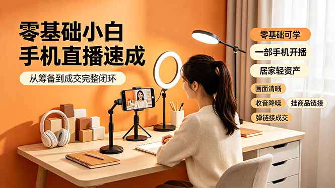 零基础小白手机直播速成,从筹备到成交完整闭环,适配苹果安卓系统,解决杂音卡顿留人难问题-老吴出海笔记