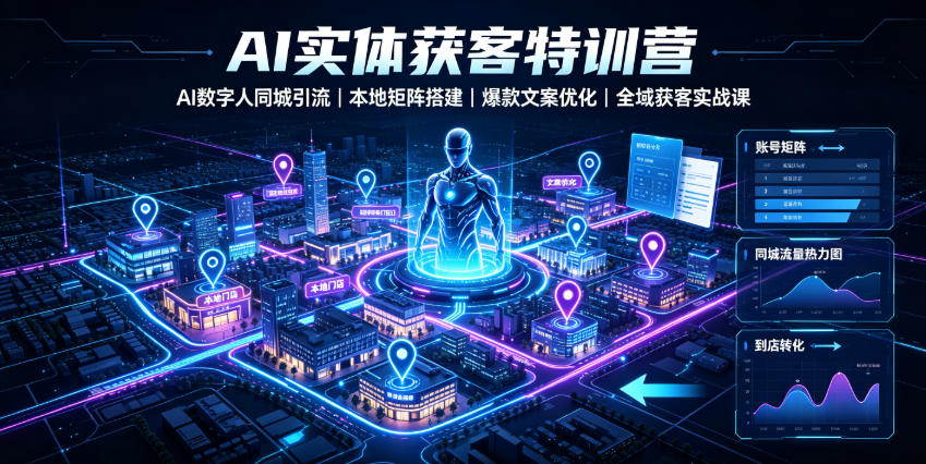 AI实体获客特训营|AI数字人同城引流、本地矩阵搭建、爆款文案优化全域获客实战课-老吴出海笔记