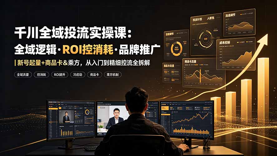 千川全域投流实操课：全域逻辑·ROI控消耗·品牌推广｜新号起量+商品卡&乘方，从入门到精细控流全拆解-老吴出海笔记