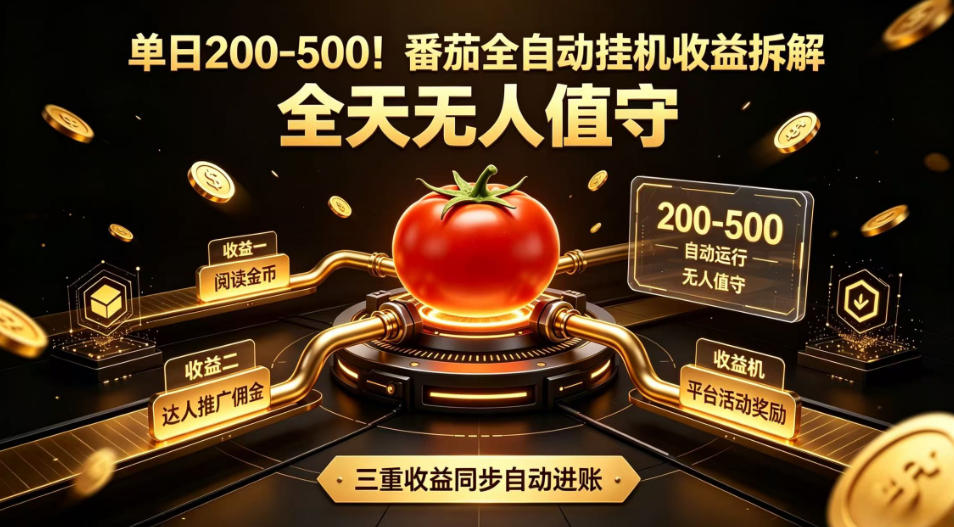 单日200-500!番茄全自动挂G收益拆解,全天无人值守,矩阵操作收益翻倍【揭秘】-老吴出海笔记