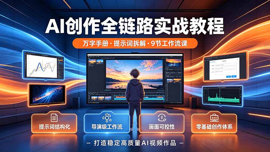 AI创作全链路实战教程|万字手册·提示词拆解·9节工作流课,打造稳定高质量AI视频作品-老吴出海笔记