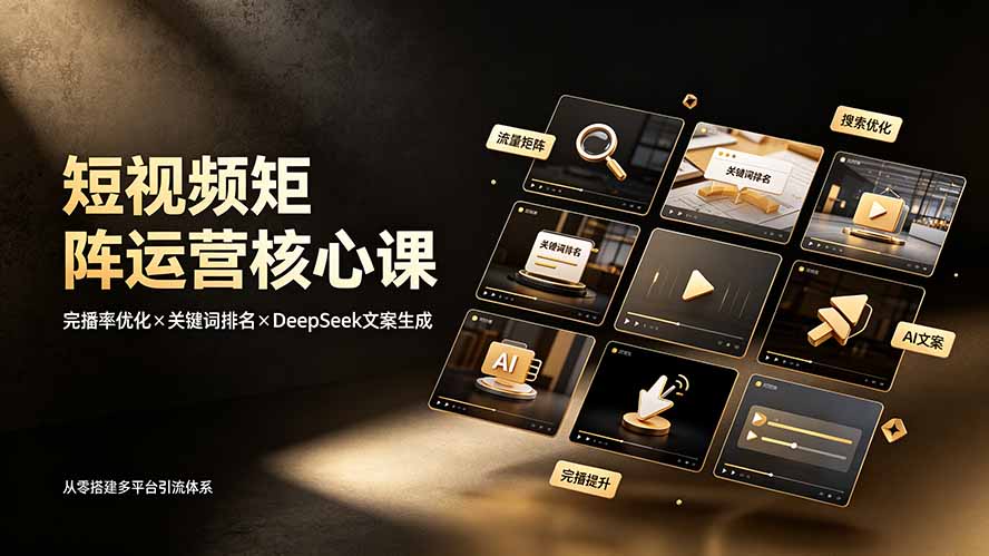 短视频矩阵运营核心课:完播率优化×关键词排名×DeepSeek文案生成,从零搭建多平台引流体系-老吴出海笔记