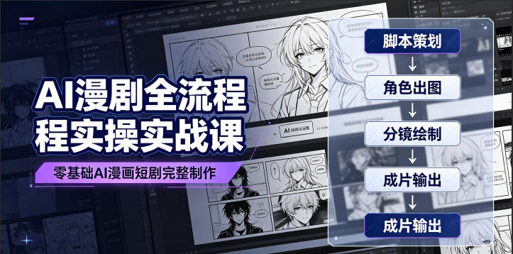 AI漫剧全流程实操实战课|零基础AI漫画短剧完整制作、脚本出图成片全链路落地教程-老吴出海笔记