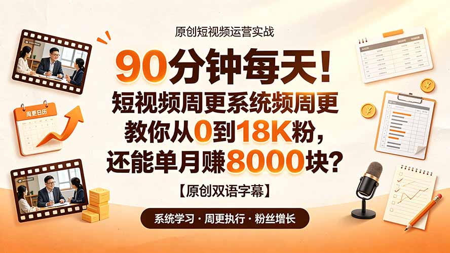 90 分钟每天!短视频周更系统教你从 0 到 18K 粉,还能单月赚 8000 块?【原创双语字幕】-老吴出海笔记