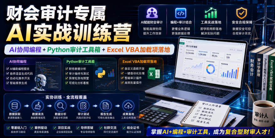财会审计专属AI实战训练营|AI协同编程+Python审计工具箱+Excel VBA加载项落地(更新0710)-老吴出海笔记