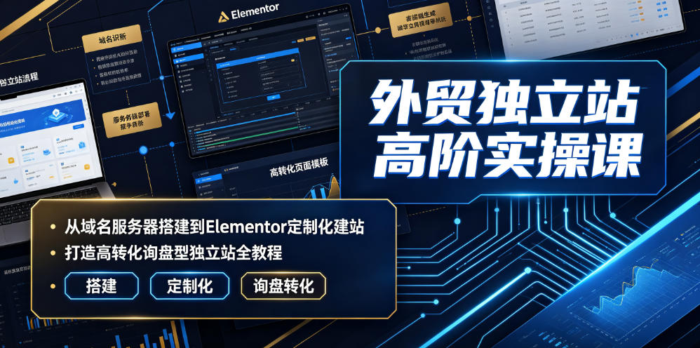 外贸独立站高阶实操课｜从域名服务器搭建到Elementor定制化建站，打造高转化询盘型独立站全教程-老吴出海笔记