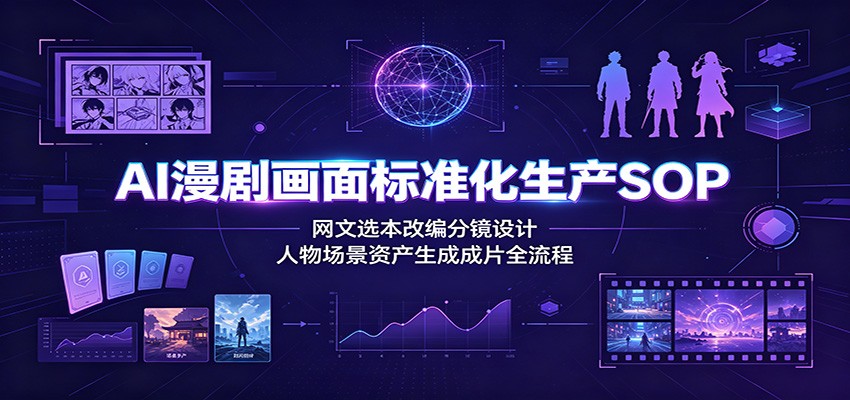 AI漫剧画面标准化生产SOP:网文选本改编分镜设计,人物场景资产生成成片全流程-老吴出海笔记