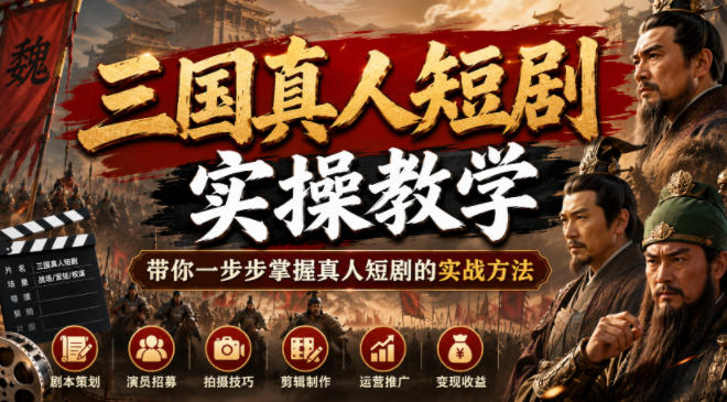 三国真人短剧实操教学，带你一步步掌握真人短剧的实战方法-老吴出海笔记