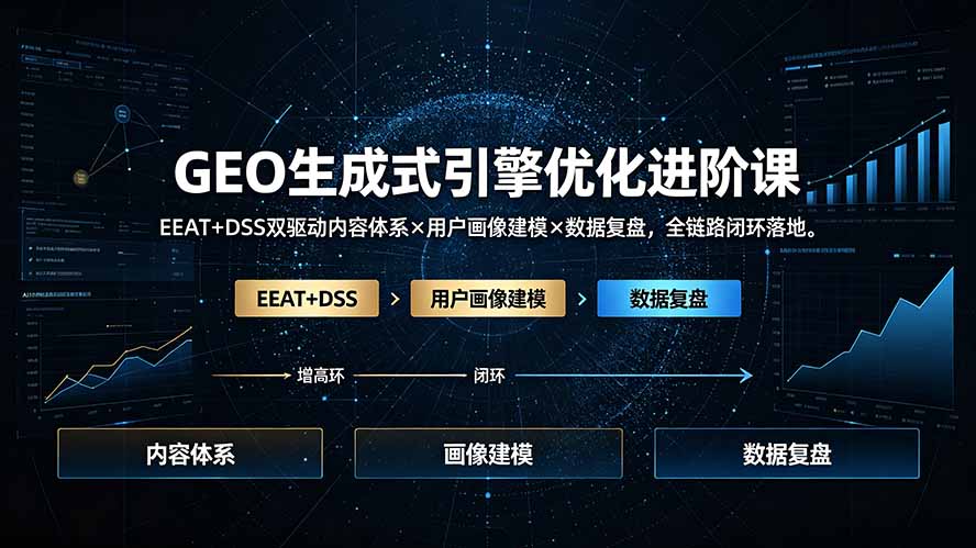 GEO生成式引擎优化进阶课：EEAT+DSS双驱动内容体系×用户画像建模×数据复盘，全链路闭环落地-老吴出海笔记