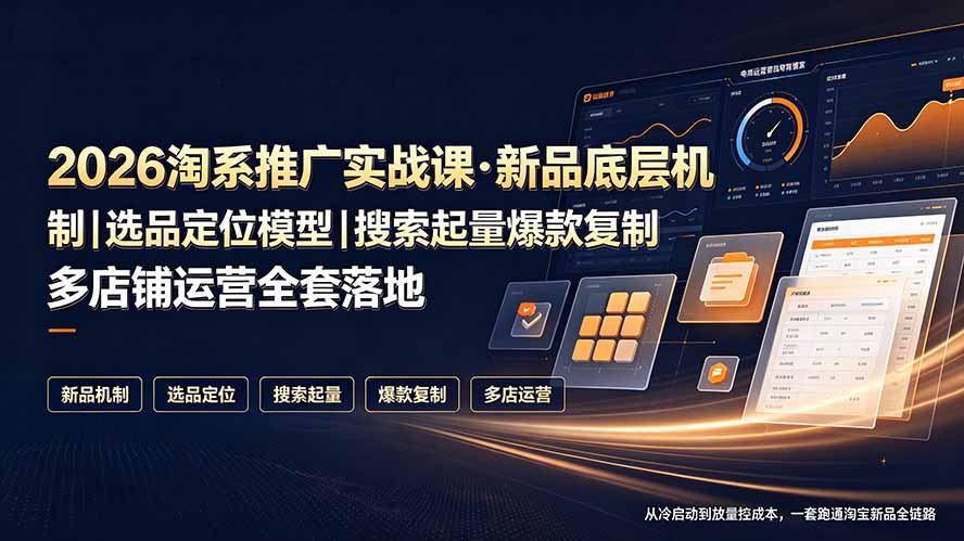 2026淘系推广实战课·新品底层机制|选品定位模型|搜索起量爆款复制多店铺运营全套落地教程-老吴出海笔记