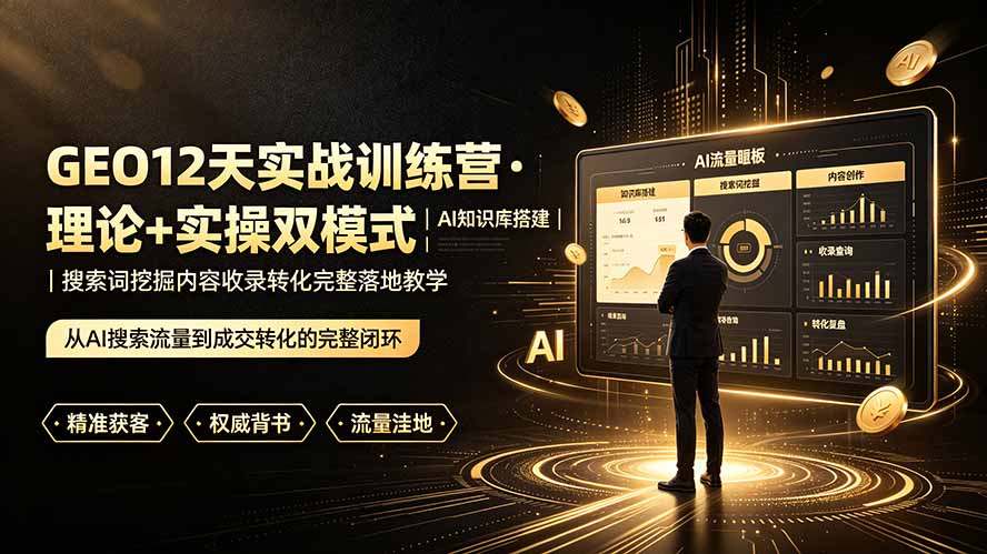 GEO12天实战训练营·理论+实操双模式|AI知识库搭建|搜索词挖掘内容收录转化完整落地教学-老吴出海笔记