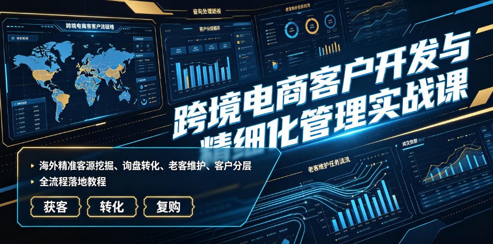 跨境电商客户开发与精细化管理实战课|海外精准客源挖掘、询盘转化、老客维护、客户分层全流程落地教程-老吴出海笔记