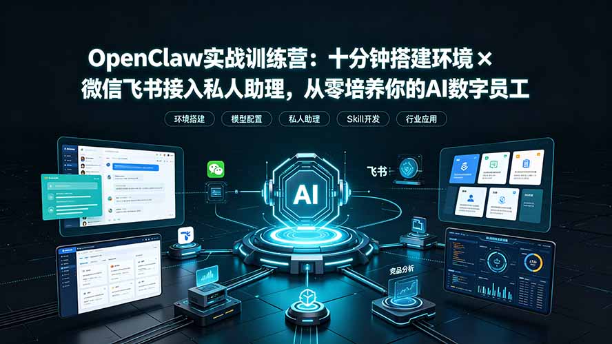 OpenClaw实战特训营:十分钟搭建环境×微信飞书接入私人助理,从零培养你的AI数字员工-老吴出海笔记