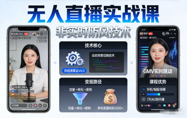 宝子哥无人直播实战课,非实时防风技术,聚焦抖音快手等平台直播带货,轻松开启直播变现之路(更新2026年07月11日)-老吴出海笔记