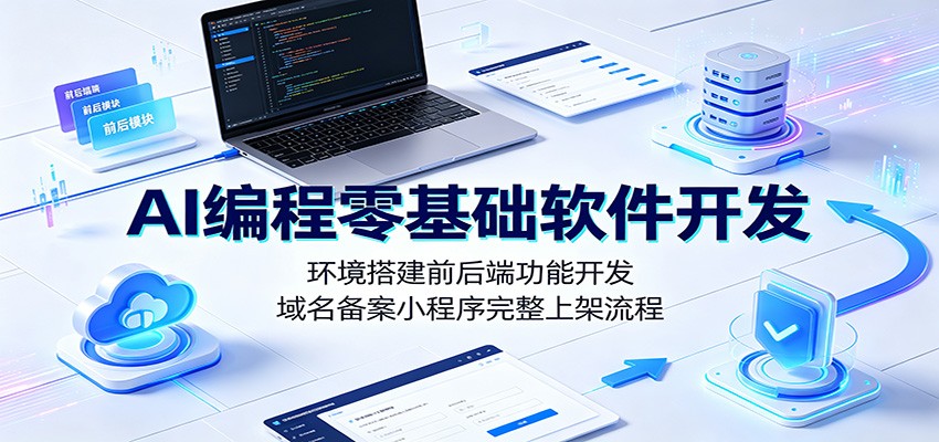 AI编程零基础软件开发:环境搭建前后端功能开发,域名备案小程序完整上架流程-老吴出海笔记