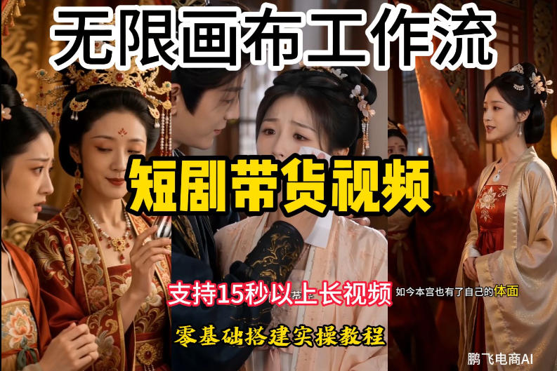 无限画布工作流制作短剧带货视频支持制作15秒以上视频,实操搭建教学,看完教程小白也能轻松搭建-老吴出海笔记