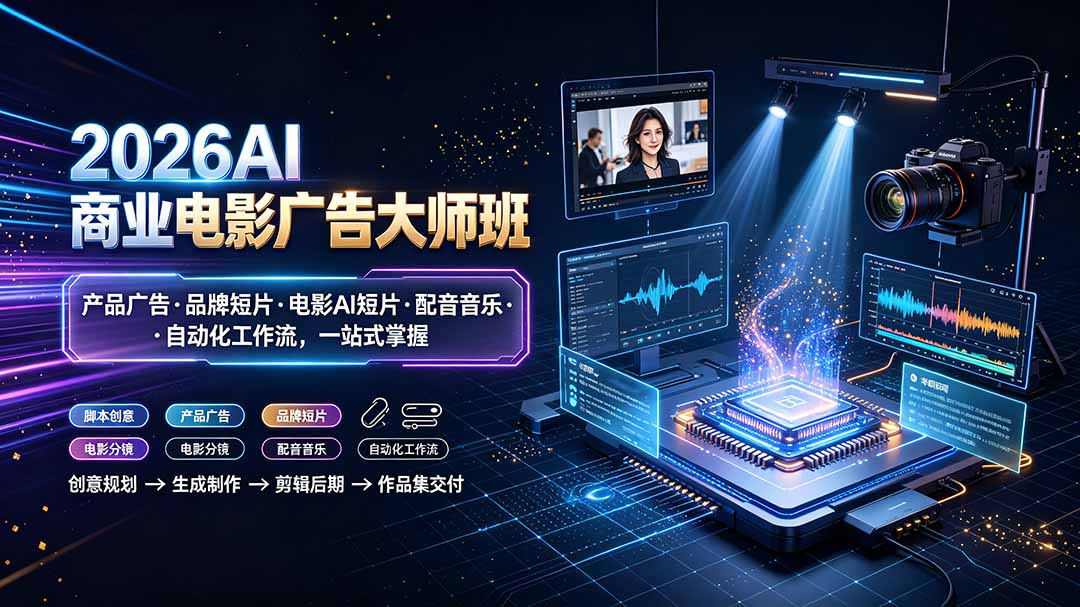 2026AI商业电影广告大师班:产品广告·品牌短片·电影AI短片·配音音乐·自动化工作流,一站式掌握-老吴出海笔记
