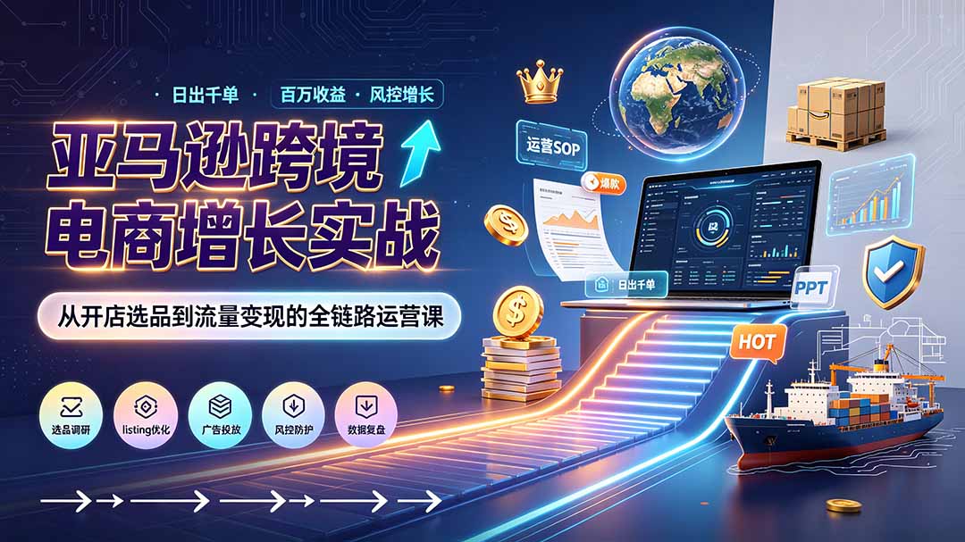 亚马逊0-1孵化特训营8期:从注册风控到稳定日出千单实战,规避审核封店风险,标准化执行流程落地-老吴出海笔记