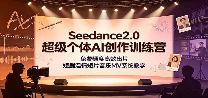 Seedance2.0超级个体AI创作训练营：免费额度高效出片，短剧温情短片音乐MV系统教学-老吴出海笔记