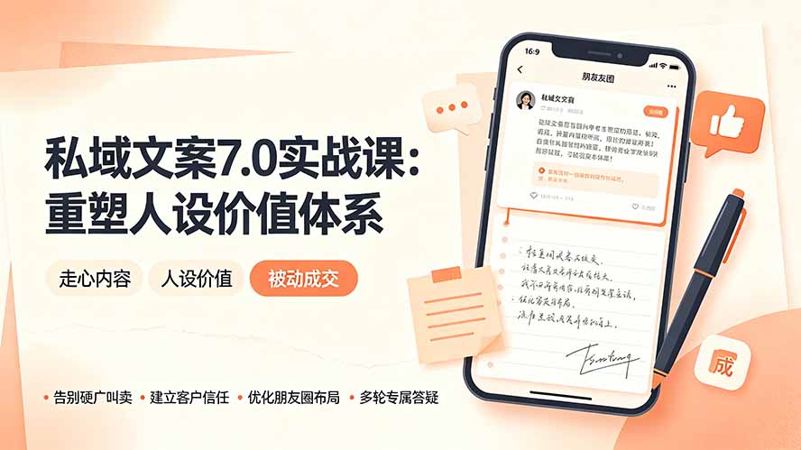 私域文案实战课7.0:重塑人设价值体系|-告别硬广推销×走心内容×自我价值塑造,实现被动成交-老吴出海笔记
