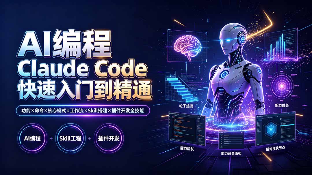 AI编程 Claude Code快速入门到精通:功能×命令×核心模式×工作流×Skill搭建×插件开发全技能-老吴出海笔记