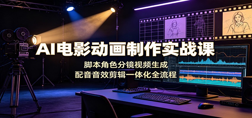 AI电影动画制作实战课：脚本角色分镜视频生成，配音音效剪辑一体化全流程-老吴出海笔记