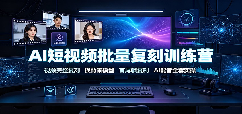 AI短视频批量复刻训练营：视频完整复刻，换背景模型、首尾帧复制、AI配音全套实操-老吴出海笔记