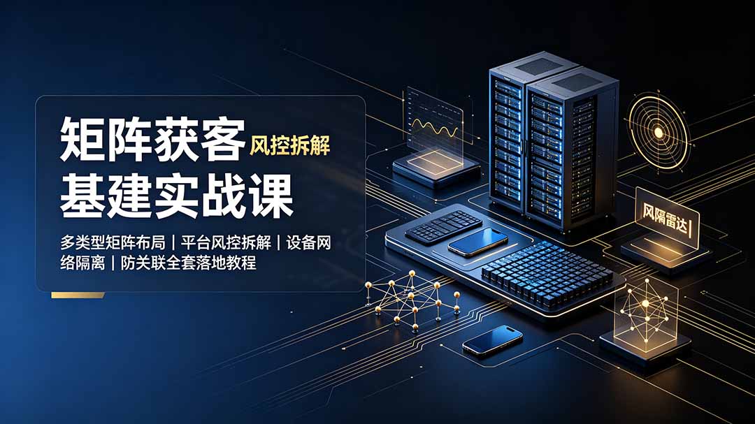 矩阵获客基建实战课:多类型矩阵布局|平台风控拆解|设备网络隔离|防关联全套落地教程-老吴出海笔记