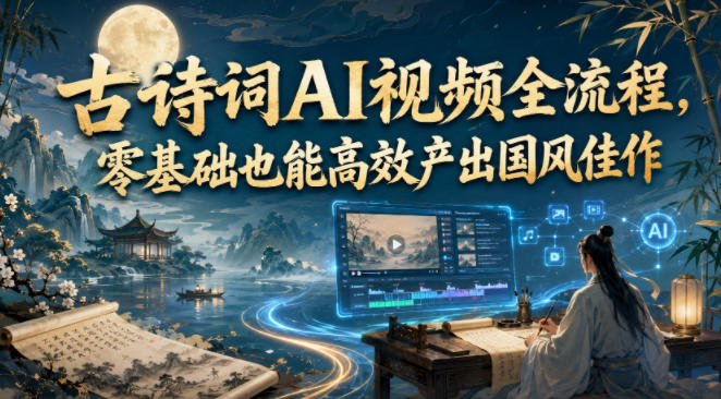 古诗词AI视频全流程,零基础也能高效产出国风佳作-老吴出海笔记