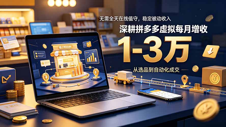 无需全天在线值守,稳定被动收入,深耕拼多多虚拟每月增收 1-3 万-老吴出海笔记
