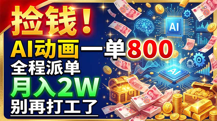 捡钱！AI动画一单800，全程派单，月入2W，别再打工了-老吴出海笔记