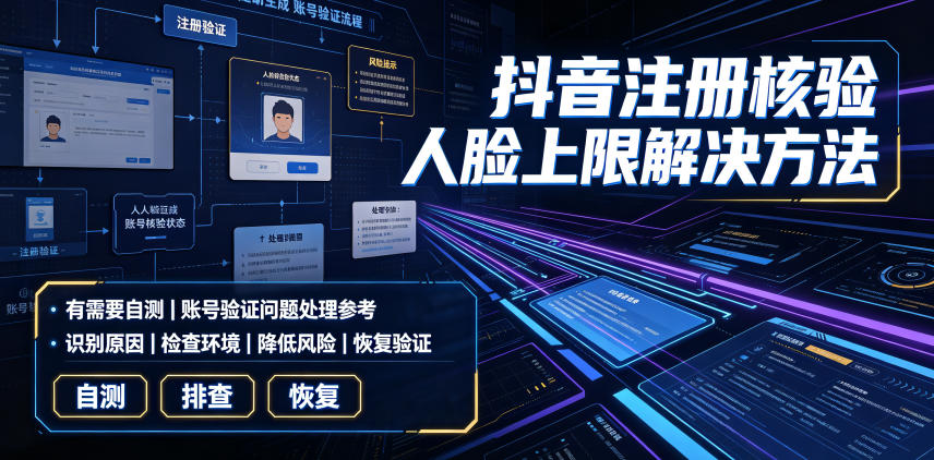 抖音注册核验人脸上限解决方法，有需要自测-老吴出海笔记